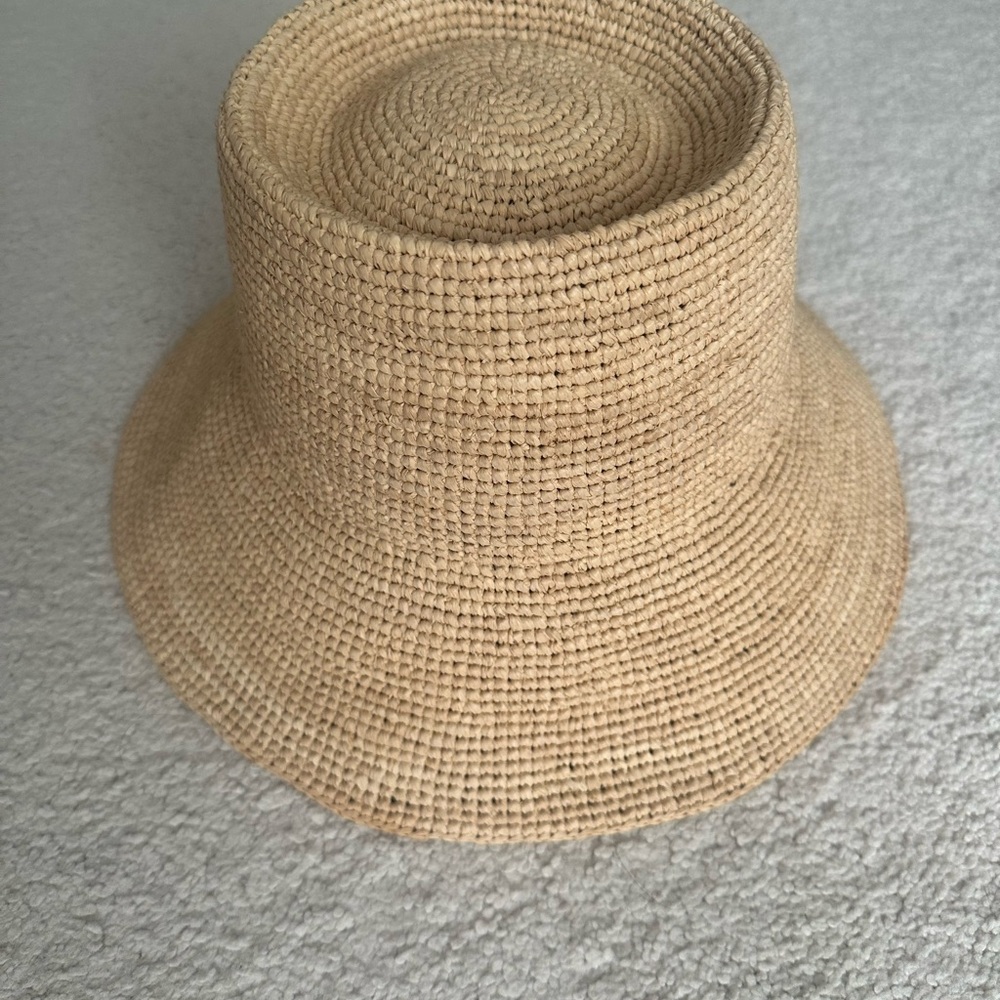 Janessa Leone Felix Raffia Straw Bucket Hat Medium